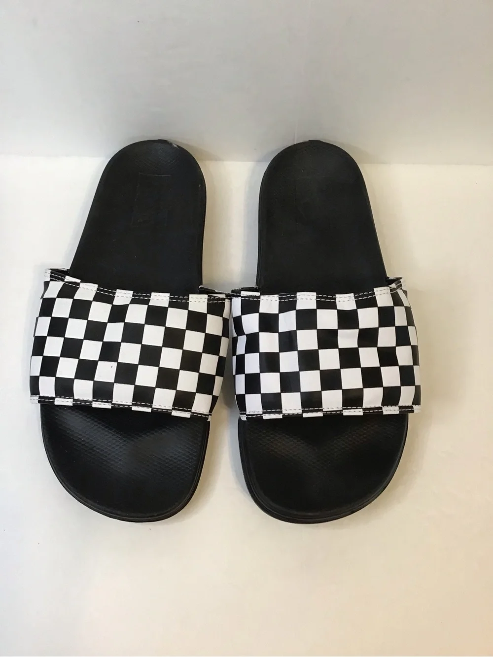Vans Unisex Black & White Checkerboard Slide Sandals 8/9
